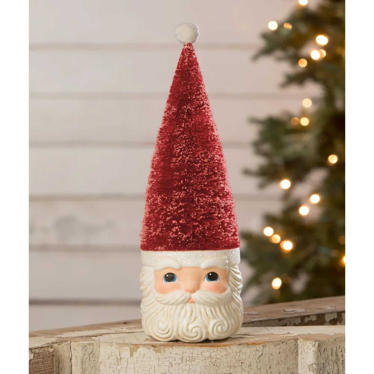 Bethany Lowe Bottle Brush Santa Red - - SBKGifts.com