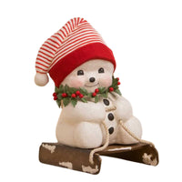 (60943) Bethany Lowe Down The Slopes Snowman Lg, 11.75 Inch, Sled Christmas Holly Tj2334