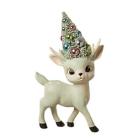 (60958) Bethany Lowe Aqua Reindeer With Tree, 5.00 Inch, Bottle Brush Tl2381