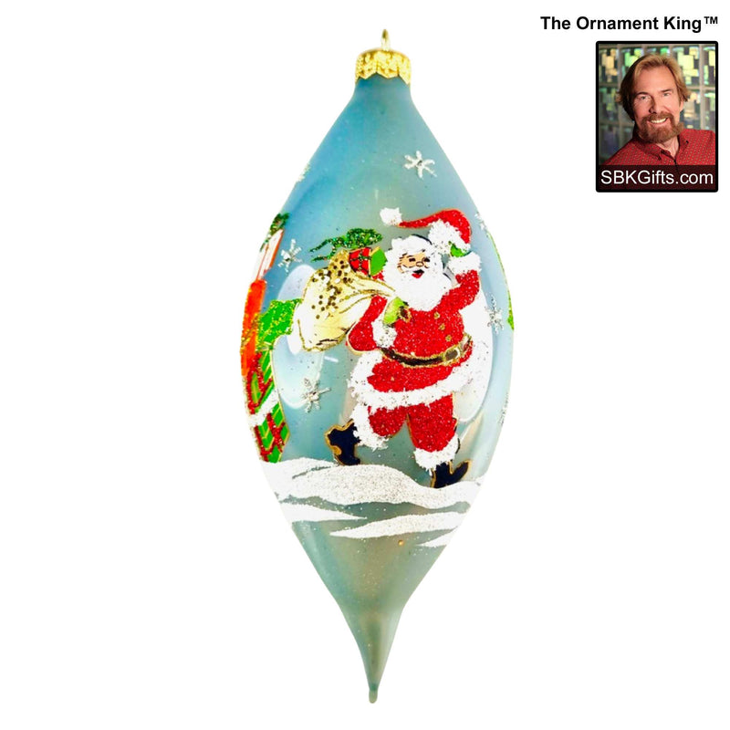 Preorder Hy 24 Santa Spree - 1 Glass Ornament Inch, - Drop Ornament Presents 24 30011 Blue (61093)