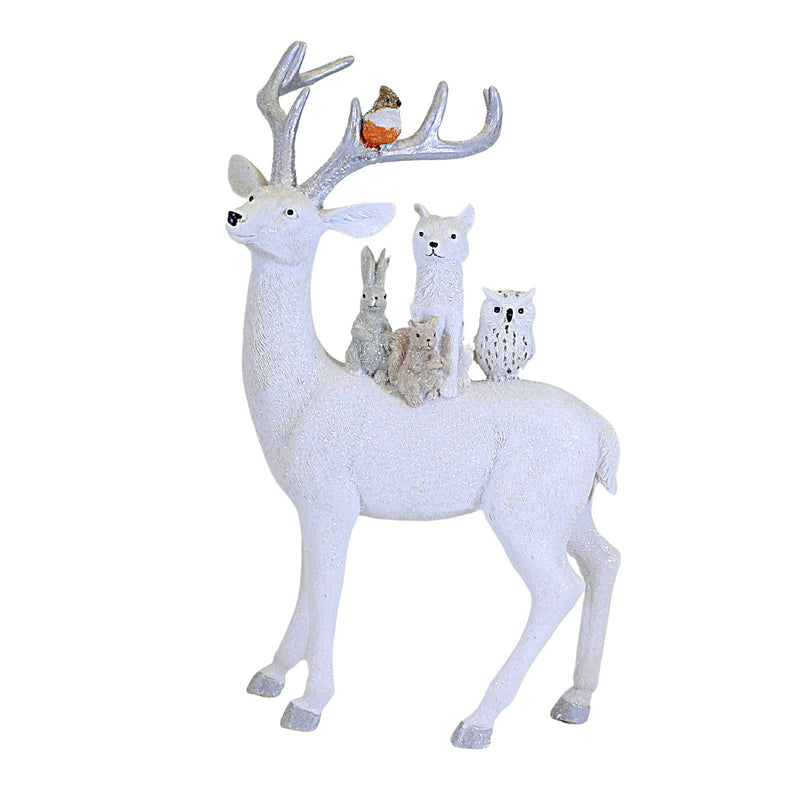 (61259) Ganz Deer With Animals, 15.00 Inch, Winter Decoration Mx181147