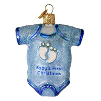 (61294) Old World Christmas Blue Baby Onesie, 3.25 Inch, Infant Dress 32339Nfjr