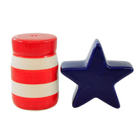 (61297) Transpac Stars And Stripes Salt & Pepper Set, 2.75 Inch, Patriotic Picnic A2555nf