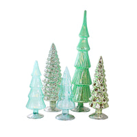 (61302) Cody Foster Winter  Green Hued Glass Trees Set / 5, 17.00 Inch, Christmas Village Decorate Ms2040wg