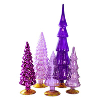 (61303) Cody Foster Violet Hued Glass Trees Set / 5, 17.00 Inch, Christmas Village Decorate Ms2040v