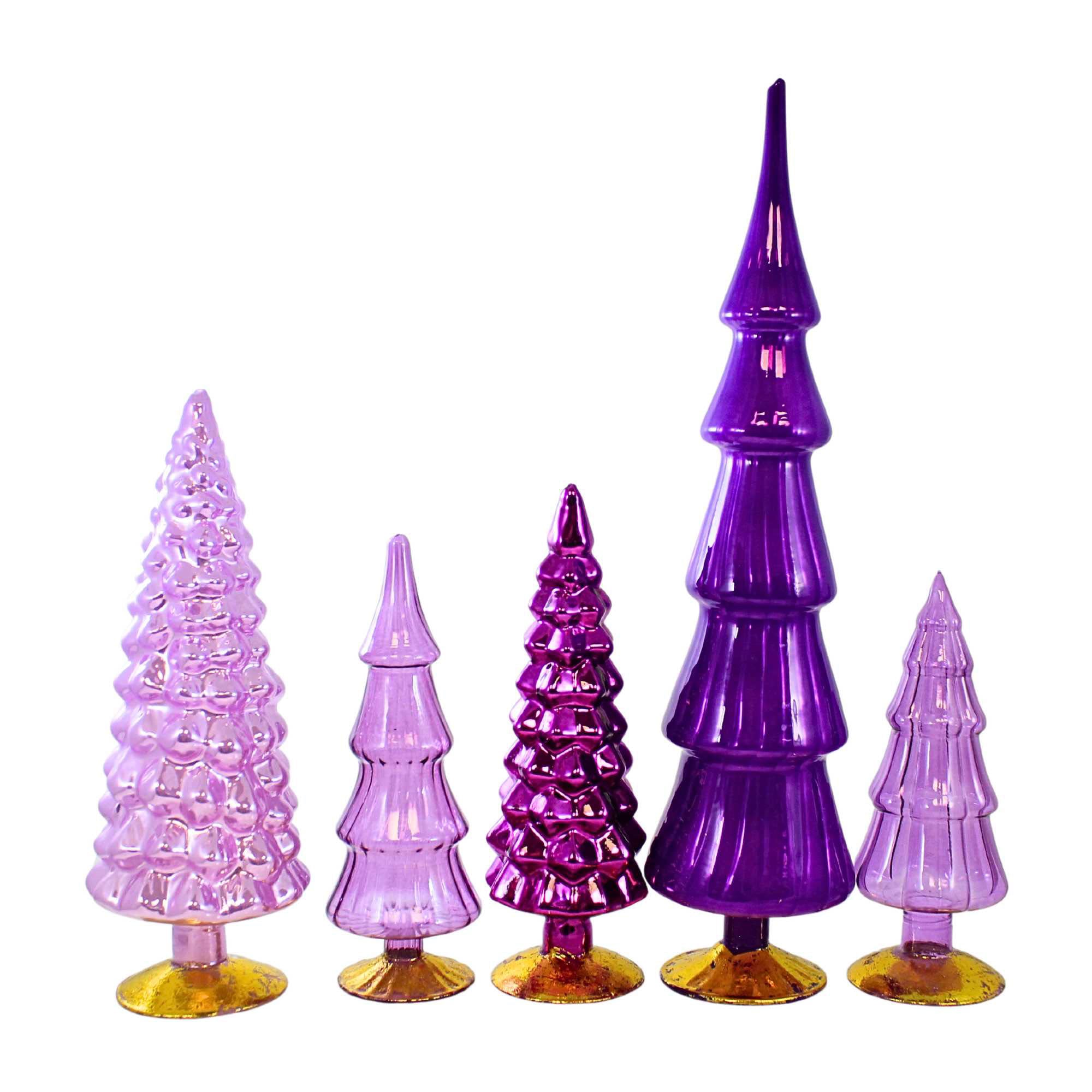 Christmas Holiday Trees Set of 3 - Eggplant Purple Glass hotsell - Mosser USA