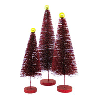 (61304) Cody Foster Red Glitter Trees 3 Pc Set, 18.00 Inch, Christmas Village Decorate Cd1962r