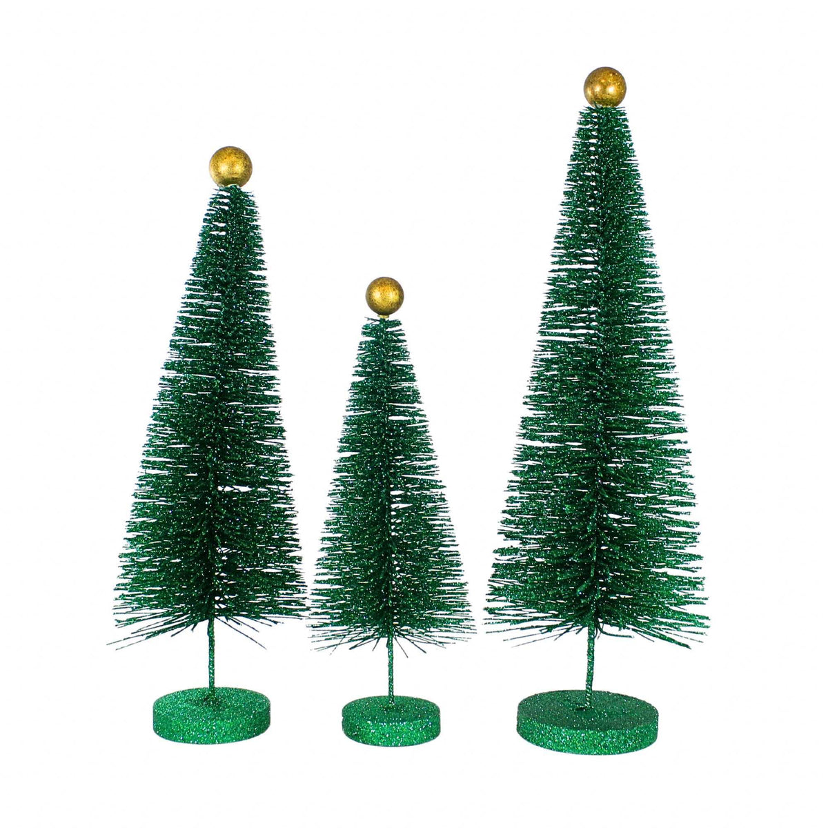 Cody Foster Green Glitter Trees 3 Pc Set - - SBKGifts.com