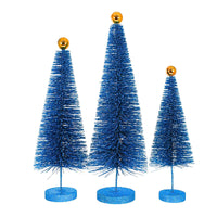 (61306) Cody Foster Blue Glitter Trees 3 Pc Set, 18.00 Inch, Christmas Village Decorate Cd1962b