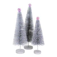 (61307) Cody Foster Silver Glitter Trees 3 Pc Set, 18.00 Inch, Christmas Village Decorate Cd1962s