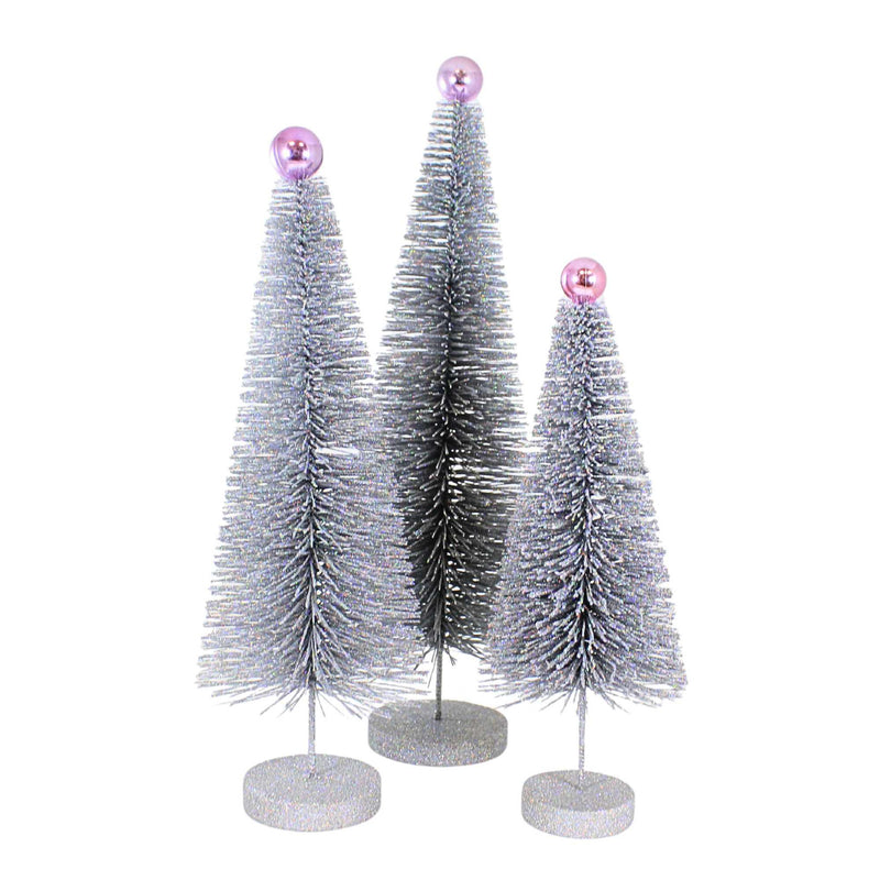 18.00 Inch Silver Glitter Trees 3 Pc Set Christmas Village Decorate Cd1962s (61307)