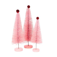 (61309) Cody Foster Pink Glitter Trees 3 Pc Set, 18.00 Inch, Christmas Village Decorate Cd1962p