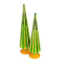 (61312) Cody Foster Green/Gold Pleated Trees, 14.50 Inch, Christmas St Patrick’S Set/2 Village Decor Cd1857ggs2