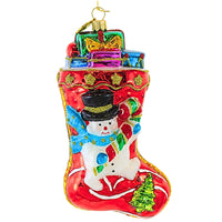 (61331) Huras Family Stocking With Snowman, 5.00 Inch, Presents Christmas Hand-Painted Hf236