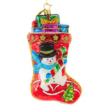 5.00 Inch Stocking With Snowman Presents Christmas Hand-Painted Hf236 (61331)