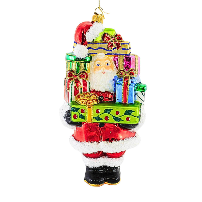 7.25 Inch Santa Peeking Through The Gifts Father Christmas Presents Hf541 (61336)