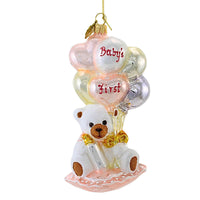 (61337) Huras Family Girl Teddy Bear With Balloons, 5.00 Inch, Baby's First Christmas Hf580ababysfirst