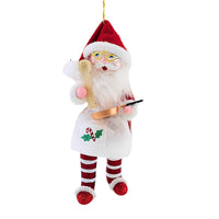 (61351) De Carlini Italian Ornaments Baking Mr. Claus, 6.50 Inch, Mgd Ornament Free-Blown Mgd015