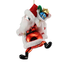 (61356) De Carlini Italian Ornaments Jolly Jig Santa Claus With Sack, 6.50 Inch, Mgd Ornament Free-Blown Mgd020