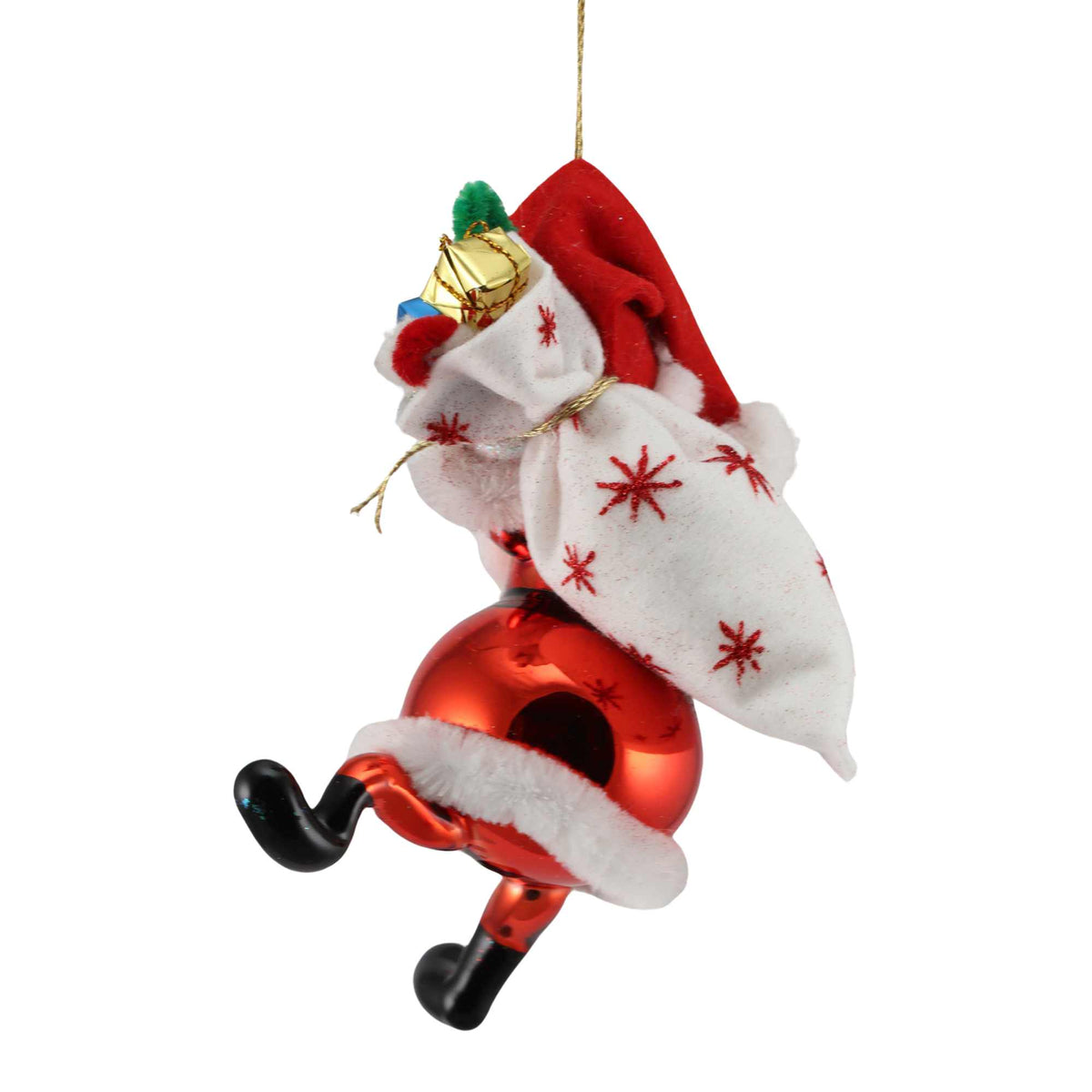 De Carlini Italian Ornaments Jolly Jig Santa Claus With Sack - - SBKGifts.com