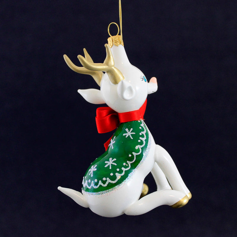 De Carlini Italian Ornaments Retro Reindeer Sitting - - SBKGifts.com