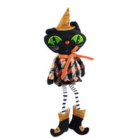 (61373) Gallerie Ii Sitting Halloween Black Cat With Dangling Legs, 19.00 Inch, Shelf Sitter Autumn Halloween Xfgs77170