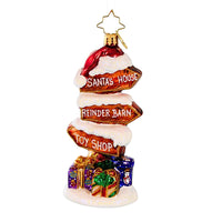 (61388) Christopher Radko Company Points Of Interest, 4.25 Inch, Signs Gifts Candy Cane Pole 1018951