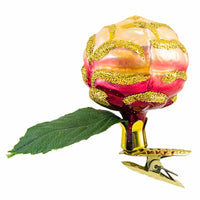 (61427) Old World Christmas Rosebud Clip-On, 2.00 Inch, Flower Leaf 42486