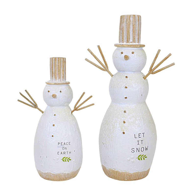 (61600) Ganz Snowman Set With Stick Arms, 8.00 Inch, Snow Peace On Earth Mx188682