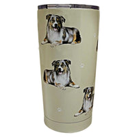 (61631) E & S Imports Australian Shepherd Serengeti Tumbler, 7.00 Inch, Hot Or Cold Beverages 11553