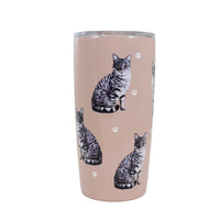 (61632) E & S Imports Tabby, Silver Serengeti Tumbler, 7.00 Inch, 1169