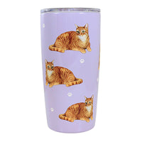 (61634) E & S Imports Tabby Orange Serengeti Tumbler, 7.00 Inch, Hot Or Cold Beverages 1168A