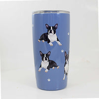 (61637) E & S Imports Boston Terrier Serengeti Tumbler, 7.00 Inch, Hot Or Cold Beverages 11576