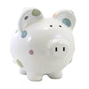 (61657) Child To Cherish Pastel Multi Dot Pig Bank, 7.50 Inch, Save Money Piggy 3606Pm