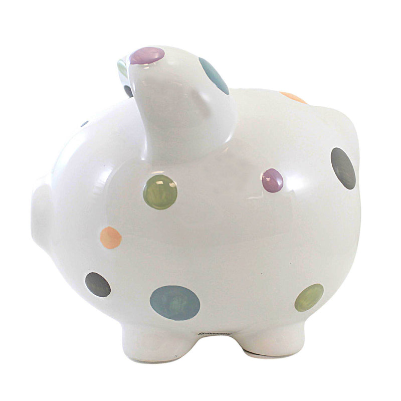 Child To Cherish Pastel Multi Dot Pig Bank - - SBKGifts.com