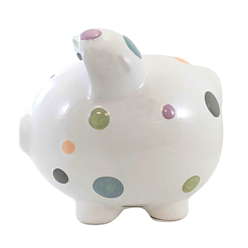 Child To Cherish Pastel Multi Dot Pig Bank - - SBKGifts.com