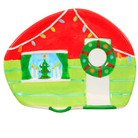 (61685) Transpac Camper-Shaped Treat Plates, 5.50 Inch, Christmas Set/4 Snack Tc01948