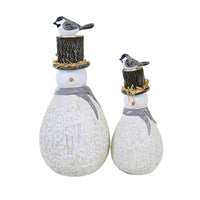 (61690) Ganz Snowflake Snowmen, 8.00 Inch, Set/2 Black Bird Glittered Mx189724