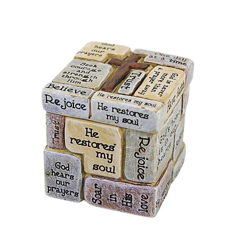 (61700) Roman Crossword Trinket Box, 2.25 Inch, Cross Believe Religious 46462