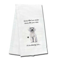 (61753) E & S Imports White Poodle Kitchen Towel, 26.00 Inch, Dog Puppy Paw 71128