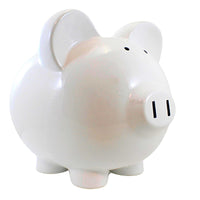 (61765) Child To Cherish Boss Hog Piggy Bank, 11.00 Inch, Saving Money Solid White 3813Wt