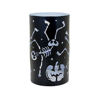 (61813) Tag Dancing Skeleton Hurricane, 6.75 Inch, Pumpkins Stars Candle Holder G17409