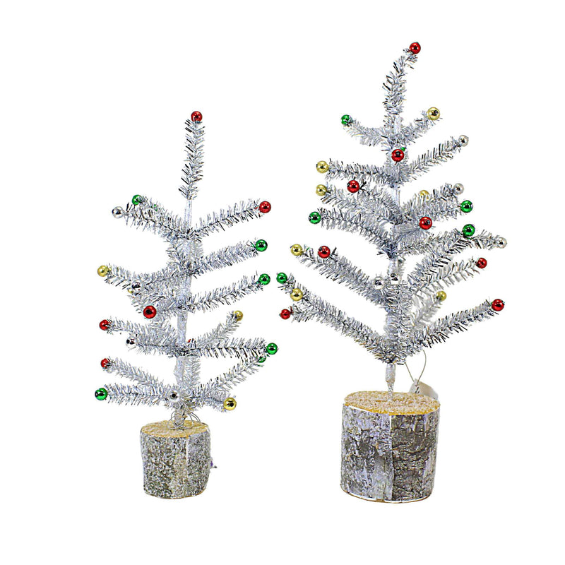 Ganz Silver Tinsel Tree Set - - SBKGifts.com