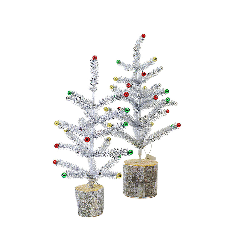 Ganz Silver Tinsel Tree Set - - SBKGifts.com