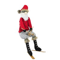 (61865) Ganz Santa Skiing Shelf Sitter, 27.00 Inch, Cable Sweater Plaid Pants Mx188140