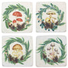 (61875) Ganz Mushroom Pine Coasters, 3.75 Inch, Set Of Four Pine Wreath Cx182802