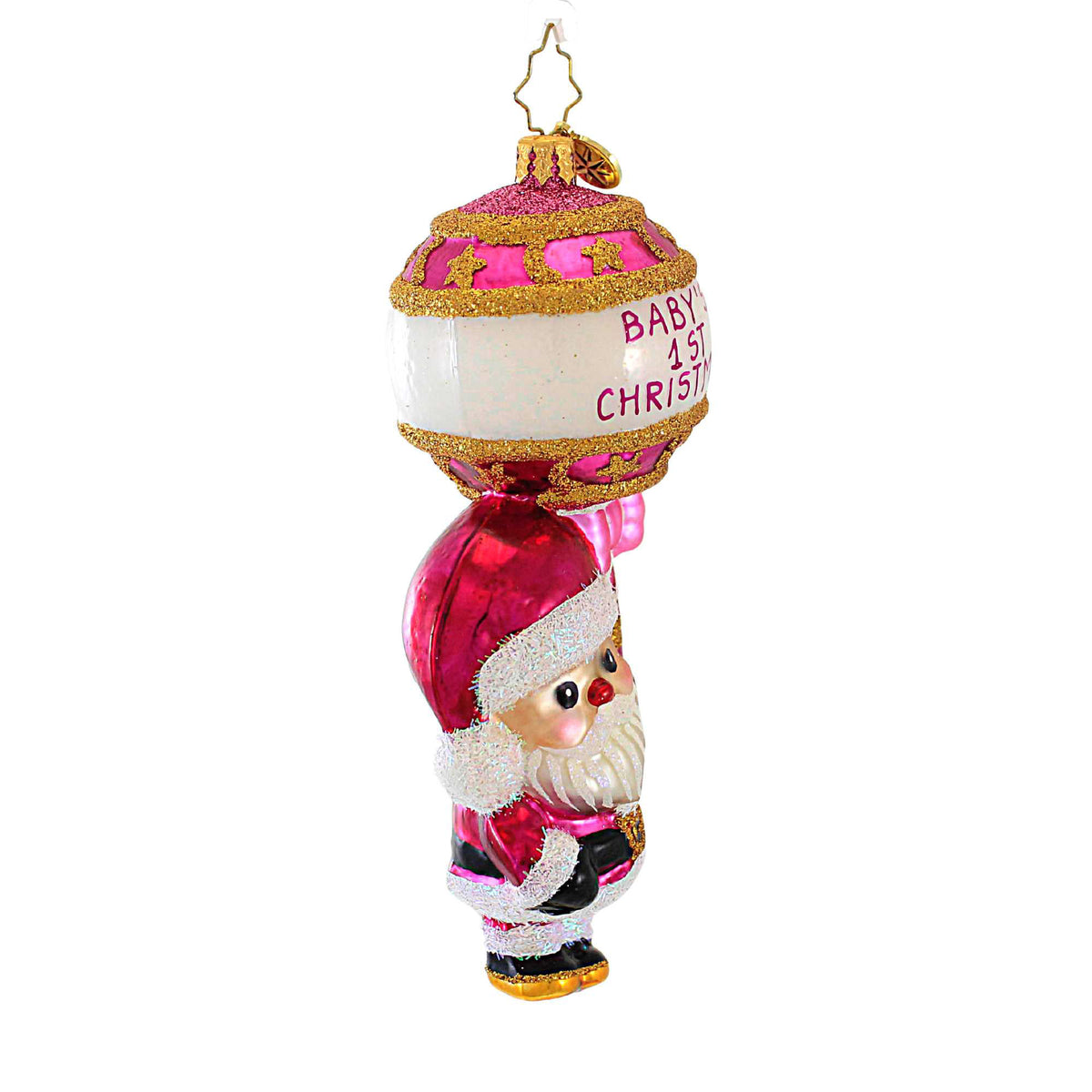 Christopher Radko Company First Christmas Rattle Baby Pink - - SBKGifts.com