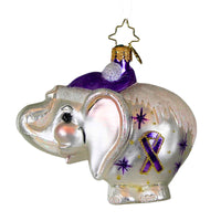 (62011) Christopher Radko Company Ellie, 3.75 Inch, Purple Ribbon Elephant 1016955