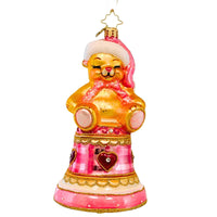 (62018) Christopher Radko Company Baby Bear Bell, 6.50 Inch, Pink Santa Hat Christmas 1019112