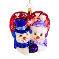 (62019) Christopher Radko Company A Frosty First Christmas, 5.00 Inch, Snowmen Couple Love 1020884